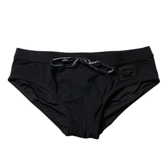 Dolce & Gabbana Black Logo Plaque Men Beachwear Brief Swimwear