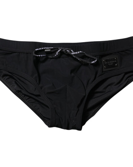 Dolce & Gabbana Black Logo Plaque Men Beachwear Brief Swimwear