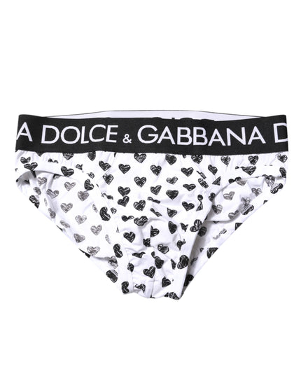 Dolce & Gabbana White Heart Printed Regular Brief Underwear