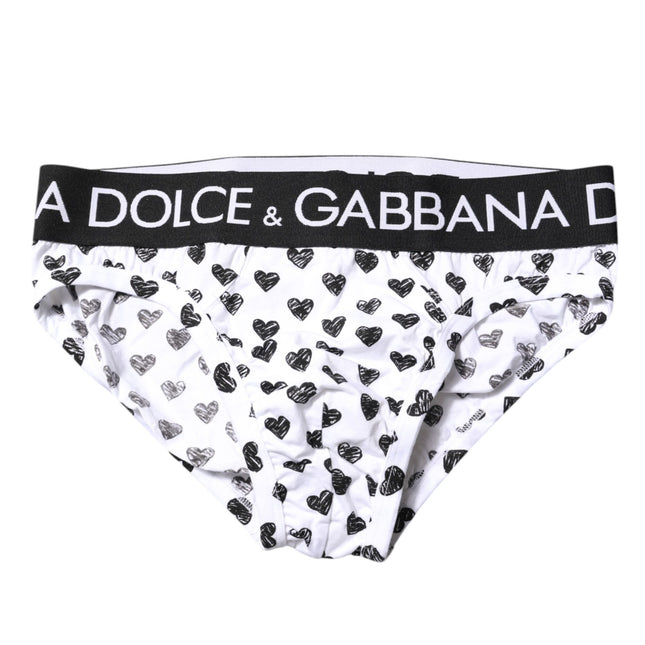 Dolce & Gabbana White Heart Printed Regular Brief Underwear
