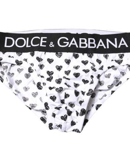 Dolce & Gabbana White Heart Printed Regular Brief Underwear