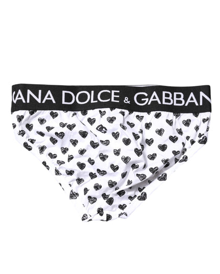 Dolce & Gabbana White Heart Printed Regular Brief Underwear