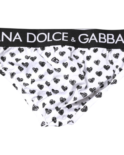 Dolce & Gabbana White Heart Printed Regular Brief Underwear