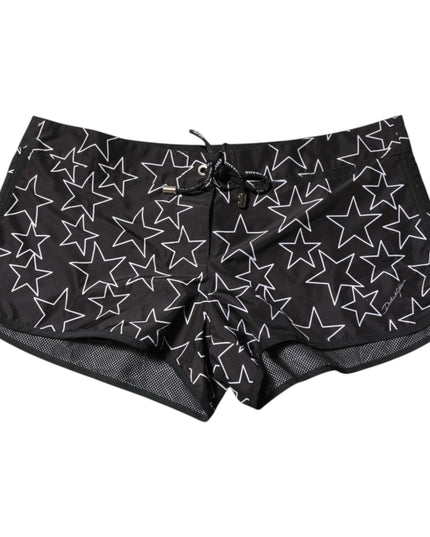 Dolce & Gabbana Black Star Print Beachwear Shorts Swimwear