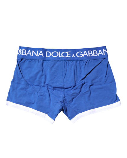 Dolce & Gabbana Blue Logo Waist Regular Boxer Brief Underwear