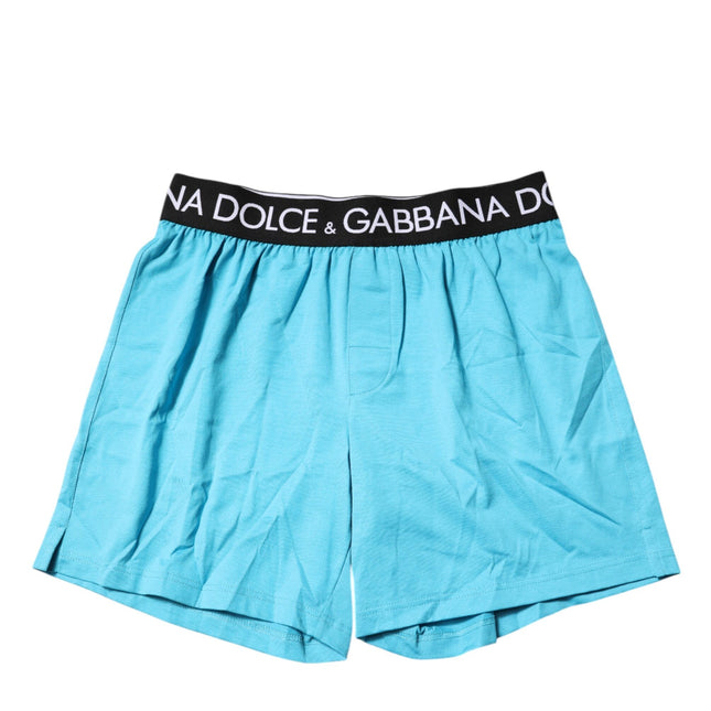Dolce & Gabbana Blue Logo Waist Regular Boxer Shorts Underwear