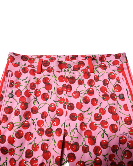 Dolce & Gabbana Pink Cherry Print Cotton Dress Pants