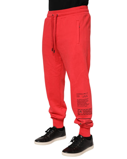 Dolce & Gabbana Red Cotton Men Jogger Sweatpants Pants