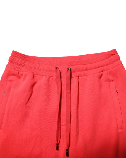 Dolce & Gabbana Red Cotton Men Jogger Sweatpants Pants
