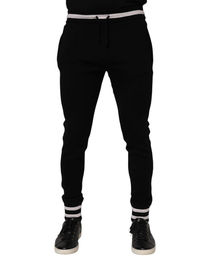Dolce & Gabbana Black Cotton Men Jogger Sweatpants Pants