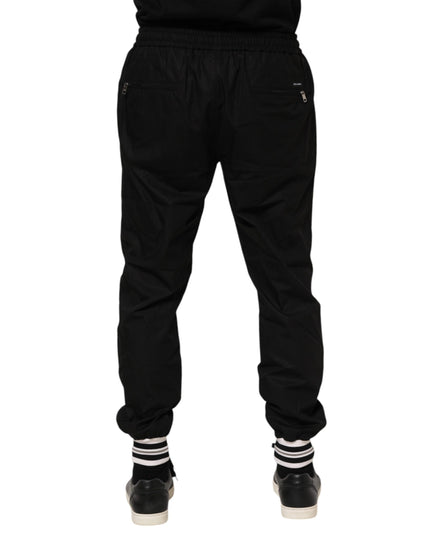 Dolce & Gabbana Black Cotton Logo Tape Men Jogger Pants