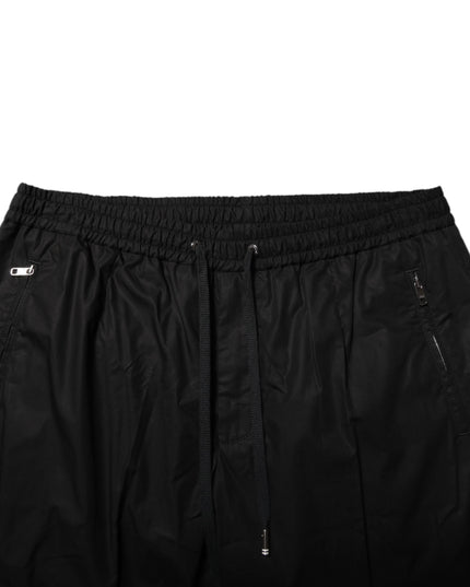 Dolce & Gabbana Black Cotton Logo Tape Men Jogger Pants