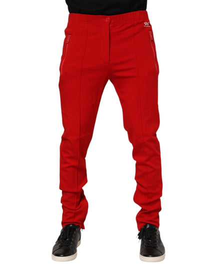 Dolce & Gabbana Red Viscose Logo Jogger Men Sweatpants Pants