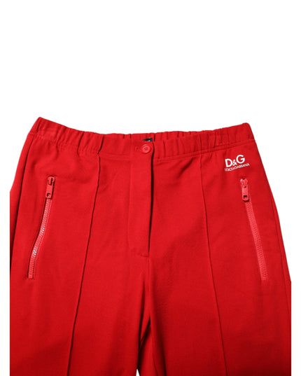 Dolce & Gabbana Red Viscose Logo Jogger Men Sweatpants Pants