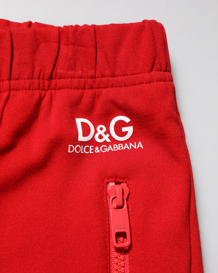 Dolce & Gabbana Red Viscose Logo Jogger Men Sweatpants Pants