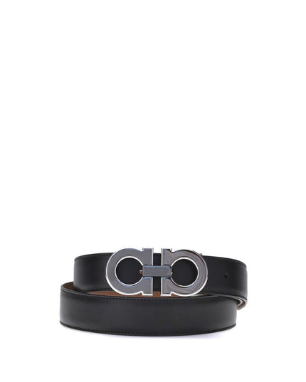 Ferragamo Black Calf Leather Bos Taurus Regular Belt