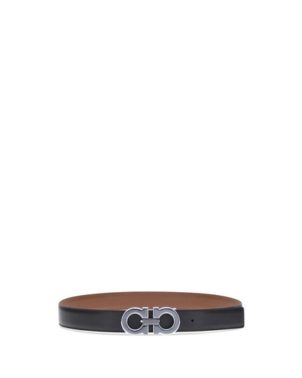 Ferragamo Black Calf Leather Bos Taurus Regular Belt