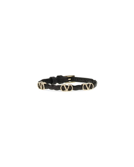Valentino Garavani Black Calf Leather Bos Taurus Bracelet