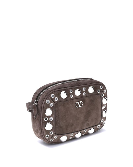 Valentino Garavani Brown Calf Leather Bos Taurus Shoulder Bag