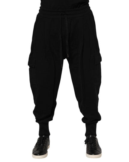 Dolce & Gabbana Black Cotton Logo Jogger Sweatpants Pants