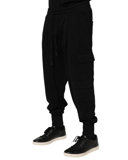 Dolce & Gabbana Black Cotton Logo Jogger Sweatpants Pants