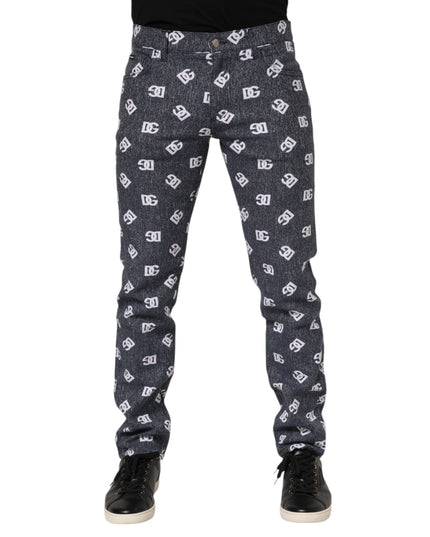 Dolce & Gabbana Dark Gray Logo Cotton Skinny Slim Denim Jeans