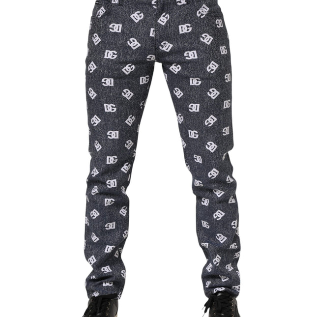 Dolce & Gabbana Dark Gray Logo Cotton Skinny Slim Denim Jeans