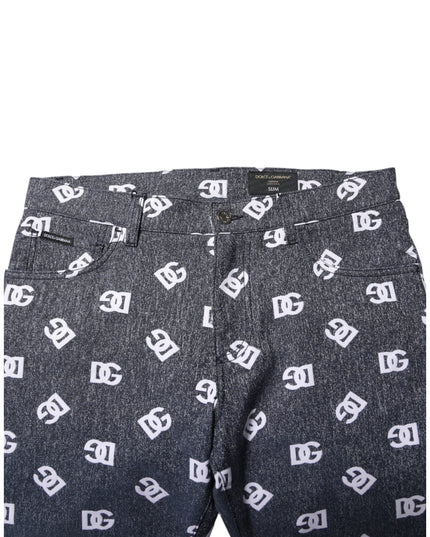 Dolce & Gabbana Dark Gray Logo Cotton Skinny Slim Denim Jeans