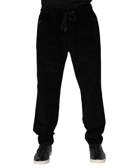 Dolce & Gabbana Black Cotton Men Jogger Sweatpants Pants