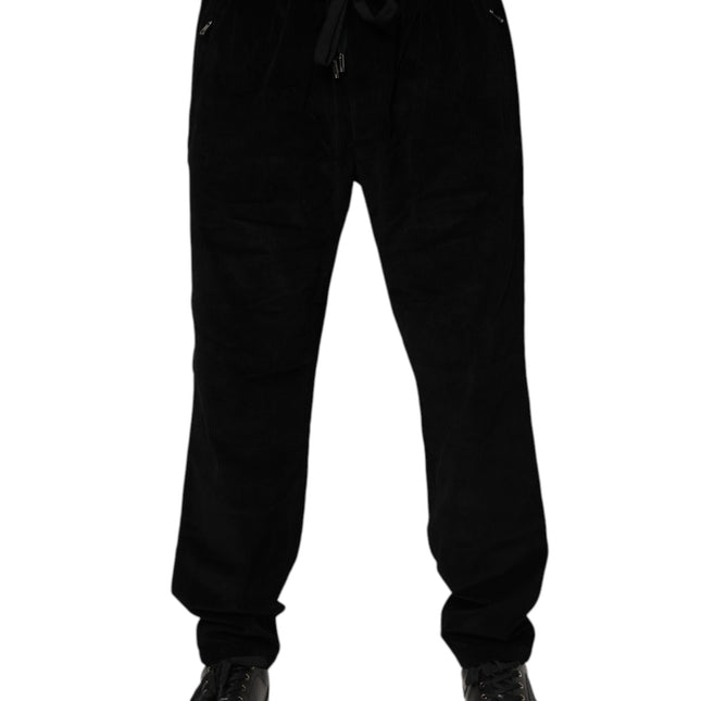 Dolce & Gabbana Black Cotton Men Jogger Sweatpants Pants