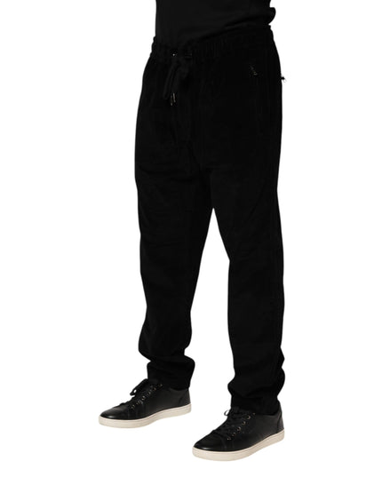 Dolce & Gabbana Black Cotton Men Jogger Sweatpants Pants