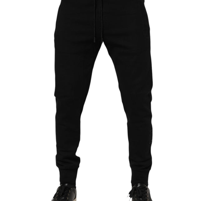 Dolce & Gabbana Black Cotton Men Jogger Sweatpants Pants