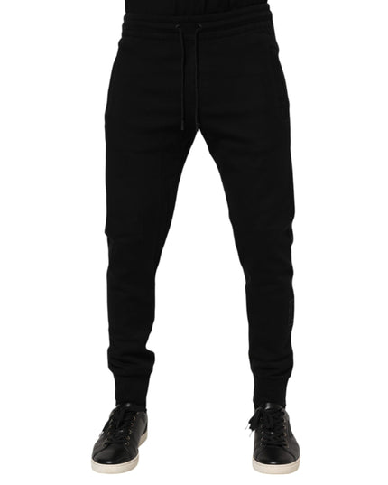 Dolce & Gabbana Black Cotton Men Jogger Sweatpants Pants