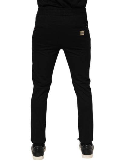 Dolce & Gabbana Black Viscose Drawstring Men Jogger Pants