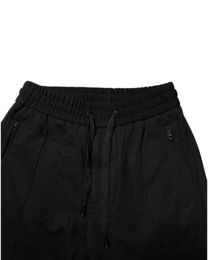 Dolce & Gabbana Black Viscose Drawstring Men Jogger Pants