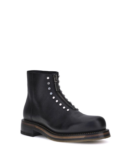 Alexander McQueen Black Calf Leather Bos Taurus Ankle Boots