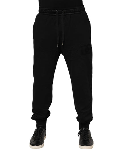 Dolce & Gabbana Black Cotton Drawstring Jogger Pants