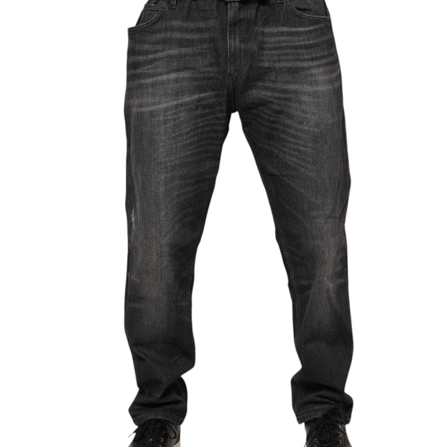 Dolce & Gabbana Gray Washed Cotton Loose Denim Jeans