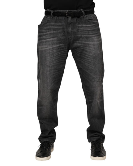 Dolce & Gabbana Gray Washed Cotton Loose Denim Jeans
