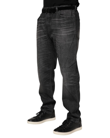 Dolce & Gabbana Gray Washed Cotton Loose Denim Jeans