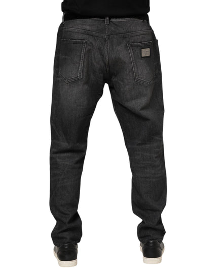 Dolce & Gabbana Gray Washed Cotton Loose Denim Jeans