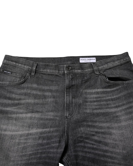Dolce & Gabbana Gray Washed Cotton Loose Denim Jeans