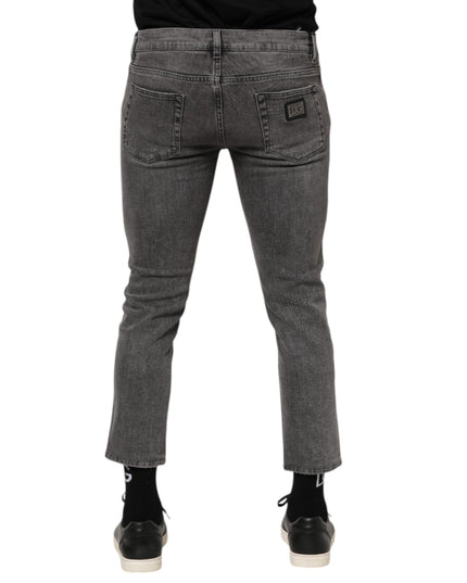Dolce & Gabbana Gray Cotton Logo Plaque Men Denim Jeans
