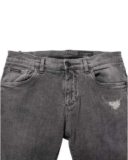 Dolce & Gabbana Gray Cotton Logo Plaque Men Denim Jeans