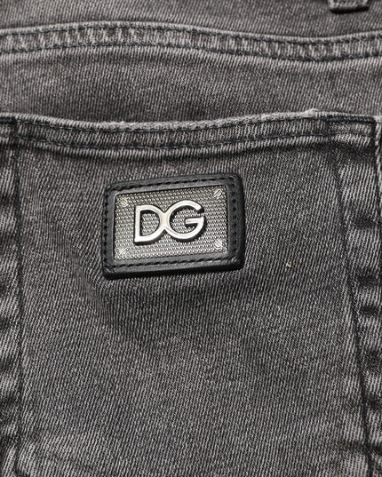 Dolce & Gabbana Gray Cotton Logo Plaque Men Denim Jeans