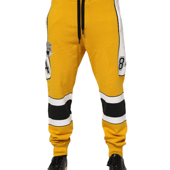 Dolce & Gabbana Yellow Cotton Drawstring Jogger Pants