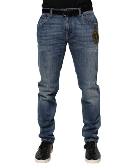 Dolce & Gabbana Blue Logo Embroidery Denim Jeans