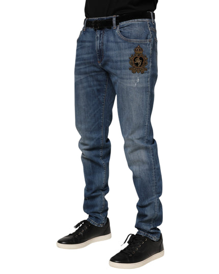 Dolce & Gabbana Blue Logo Embroidery Denim Jeans