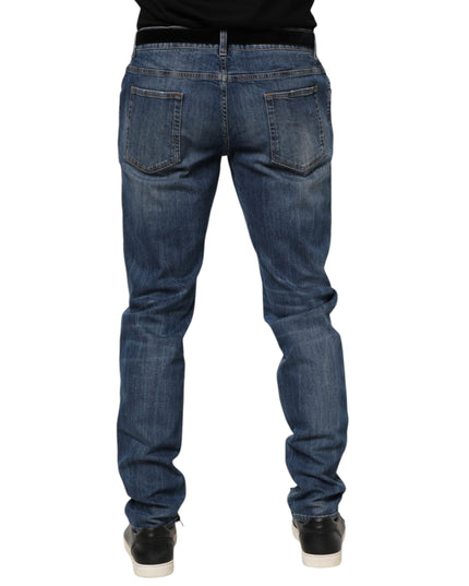 Dolce & Gabbana Blue Logo Embroidery Denim Jeans