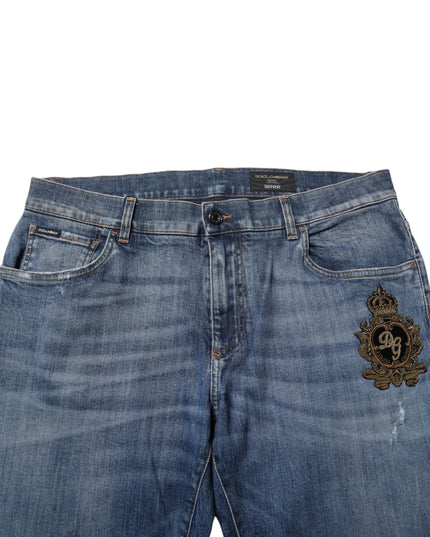 Dolce & Gabbana Blue Logo Embroidery Denim Jeans